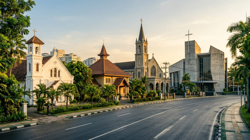 Rekomendasi gereja di Balikpapan berdasarkan denominasi — eksterior gedung gereja di Balikpapan Tengah, Kalimantan Timur
