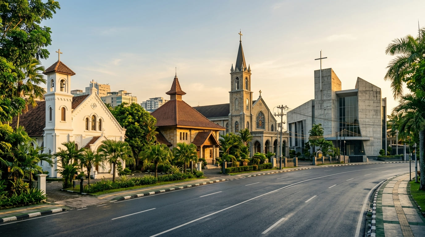 Rekomendasi gereja di Balikpapan berdasarkan denominasi — eksterior gedung gereja di Balikpapan Tengah, Kalimantan Timur
