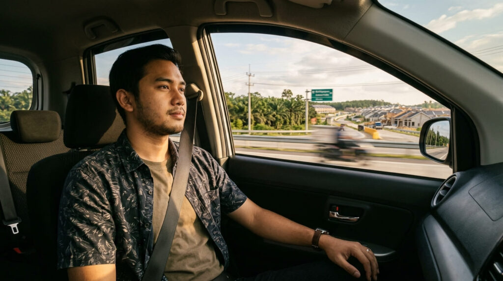 ereja di Balikpapan Utara — kawasan perumahan baru Balikpapan Utara dengan jalan tol dan lanskap Kalimantan Timur di latar belakang