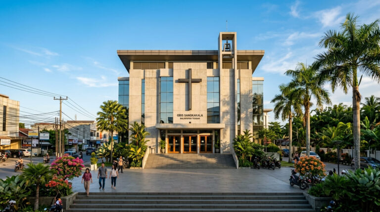 Gereja Bethel Injil Sepenuh GBIS Sangkakala Balikpapan — gedung gereja Pentakosta tertua di Kalimantan Timur sejak 1953