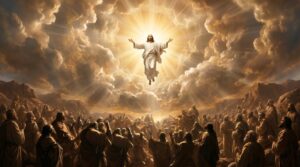 Hari Kenaikan Tuhan Yesus 2026 — langit sore yang cerah dengan sinar matahari menembus awan di atas Balikpapan Kalimantan Timur